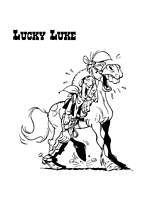 coloriage lucky luke et jolly jumper rigolent